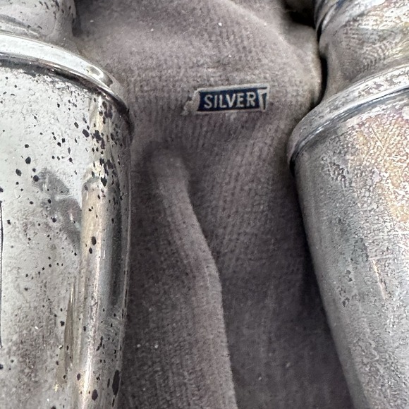 Antique Weidlich Sterling Silver Salt & Pepper Shakers Eagle W c.1900 w/ Case - Picture 3 of 11